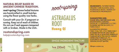 label of Astralagus Root Huang Qi Tincture by root+spring