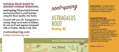 label of Astralagus Root Huang Qi Tincture by root+spring