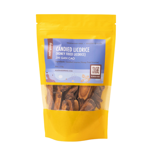 Image for root + spring's premium raw herb candied licorice (honey fried licorice) or zhi gan cao.