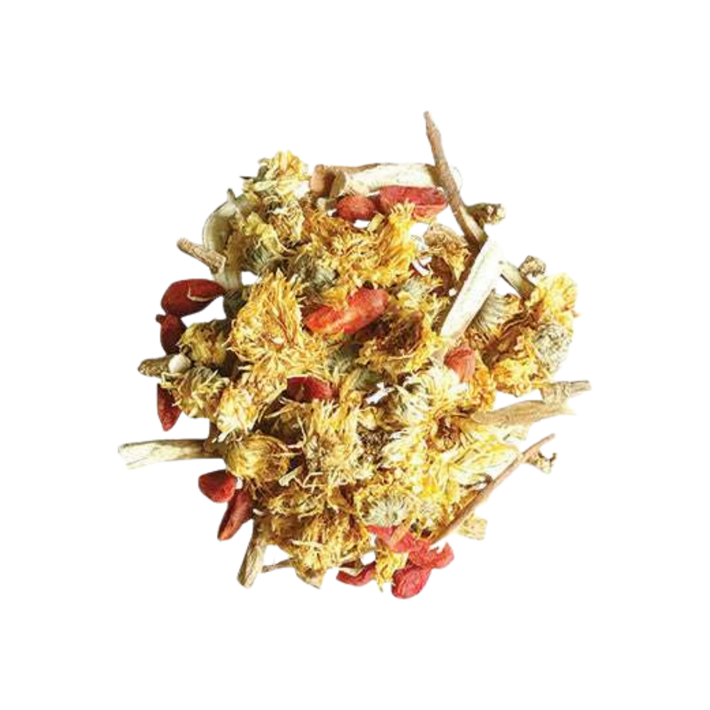 Image of ingredients for root + spring's Baby Chrysanthemum and Ginseng. shoprootandspringoods.com