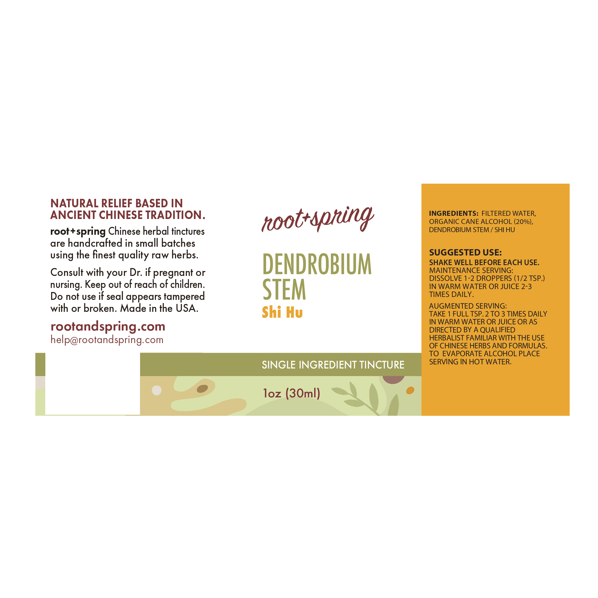 label of Dendrobium Stem Shi Hu Herbal Tincture