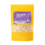 image of Root + Spring North Almond Raw Herbs featuring a purple label and a clear window showing the light beige flakes inside, set against a plain white background.