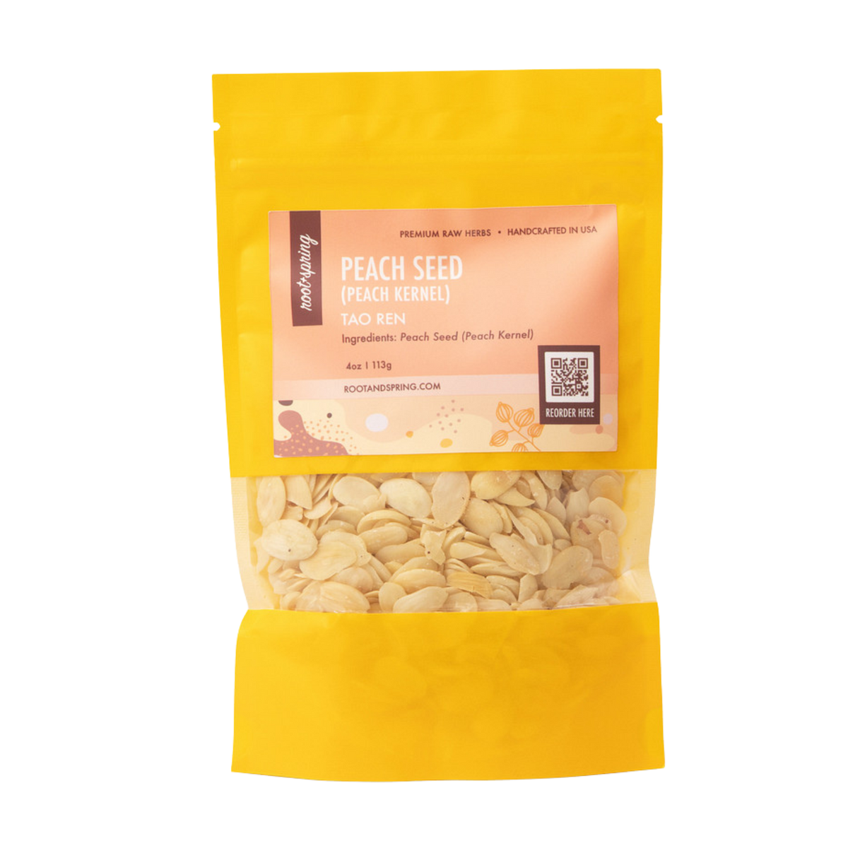 Image for root + spring's premium raw herb peach seed (peach kernel) or tao ren.