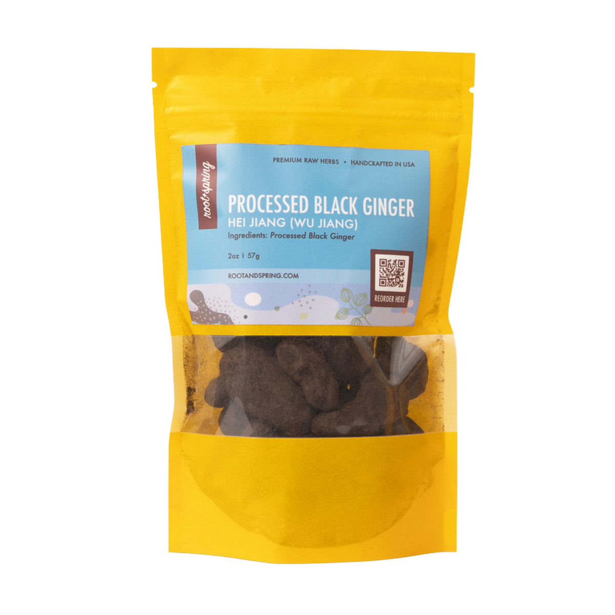 Image for root + spring's premium raw herb processed black ginger or he jiang (wu jiang).