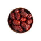 Image for root + spring's premium raw herb red dates (jujube) or hong zao out of the bag.