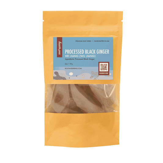 Image for root + spring's premium raw herb processed black ginger or he jiang (wu jiang).