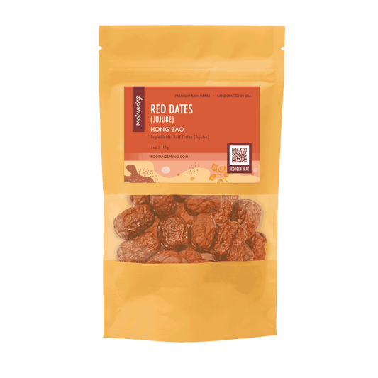 Image for root + spring's premium raw herb red dates (jujube) or hong zao.