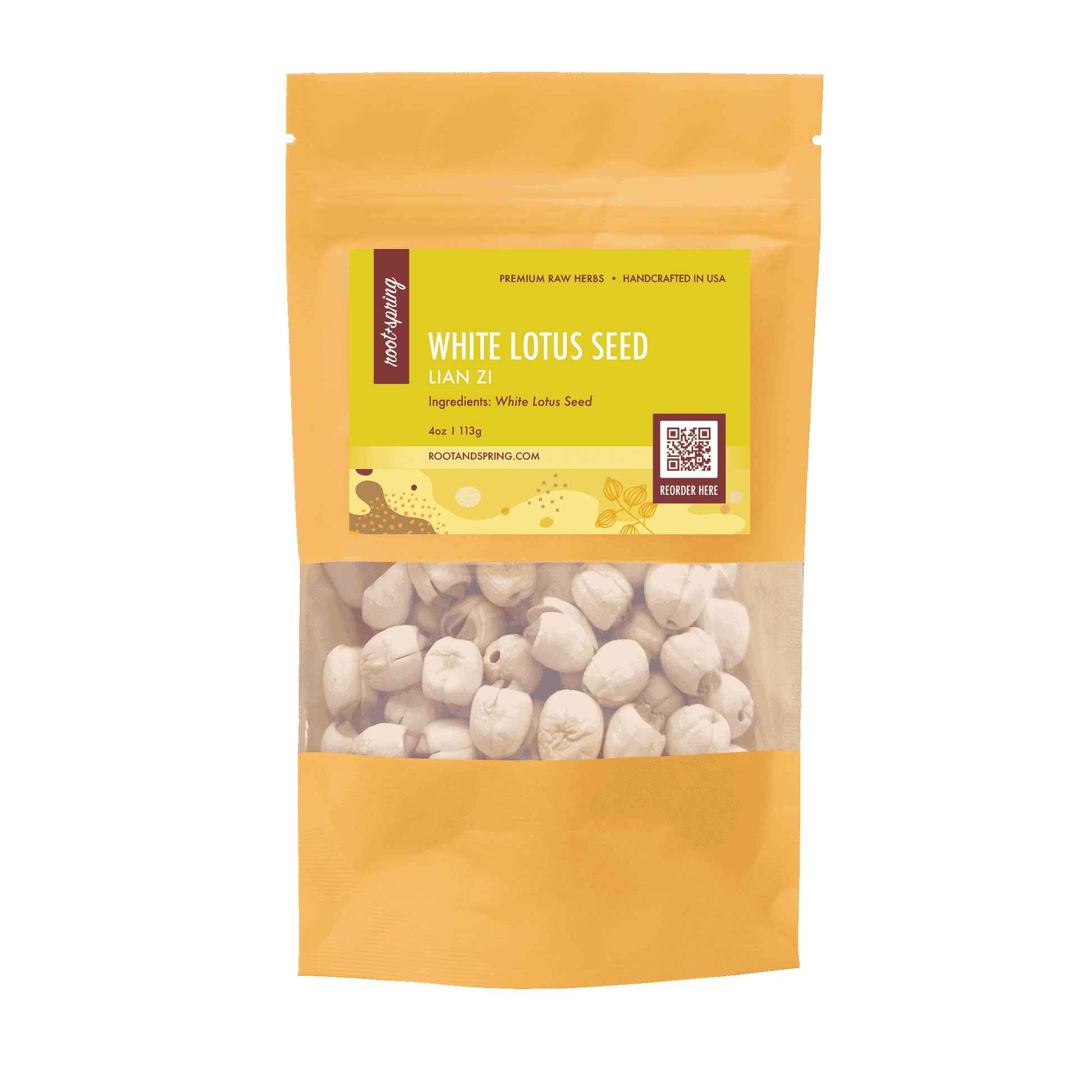 Image for root + spring's premium raw herb white lotus seed or lian zi.