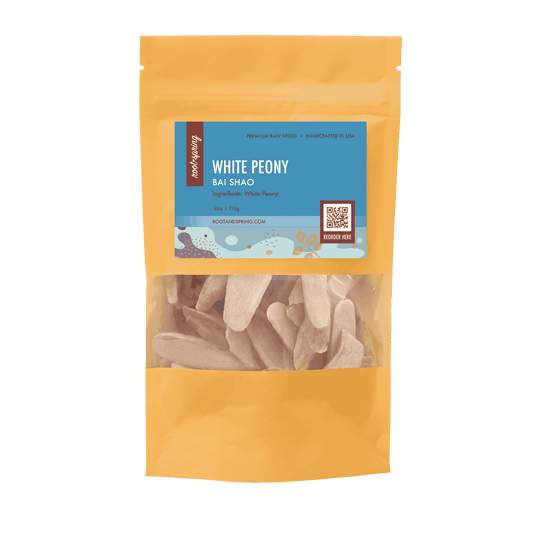 Image of root  + spring's premium raw herb white peony or bai shao.