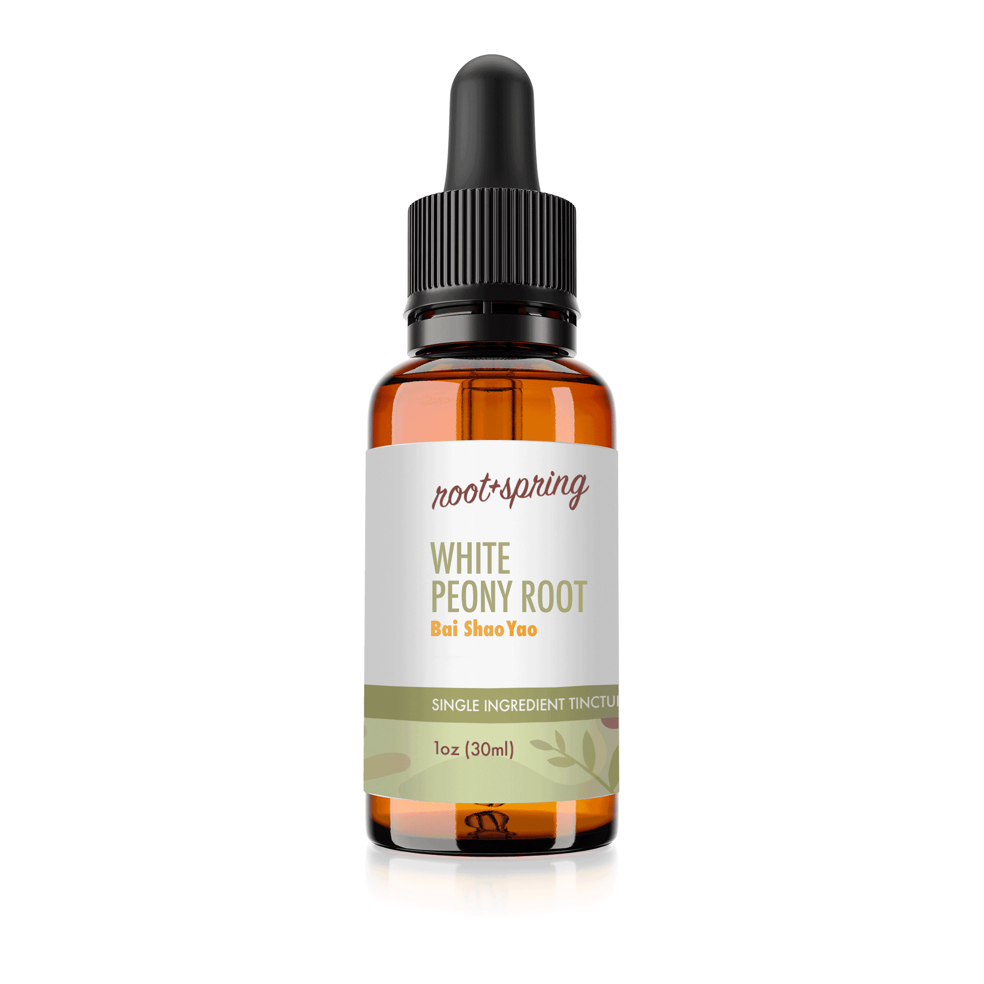 1 oz glass bottle of White Peony Root, or Bai Shao Yao, herbal tincture by root + spring. 