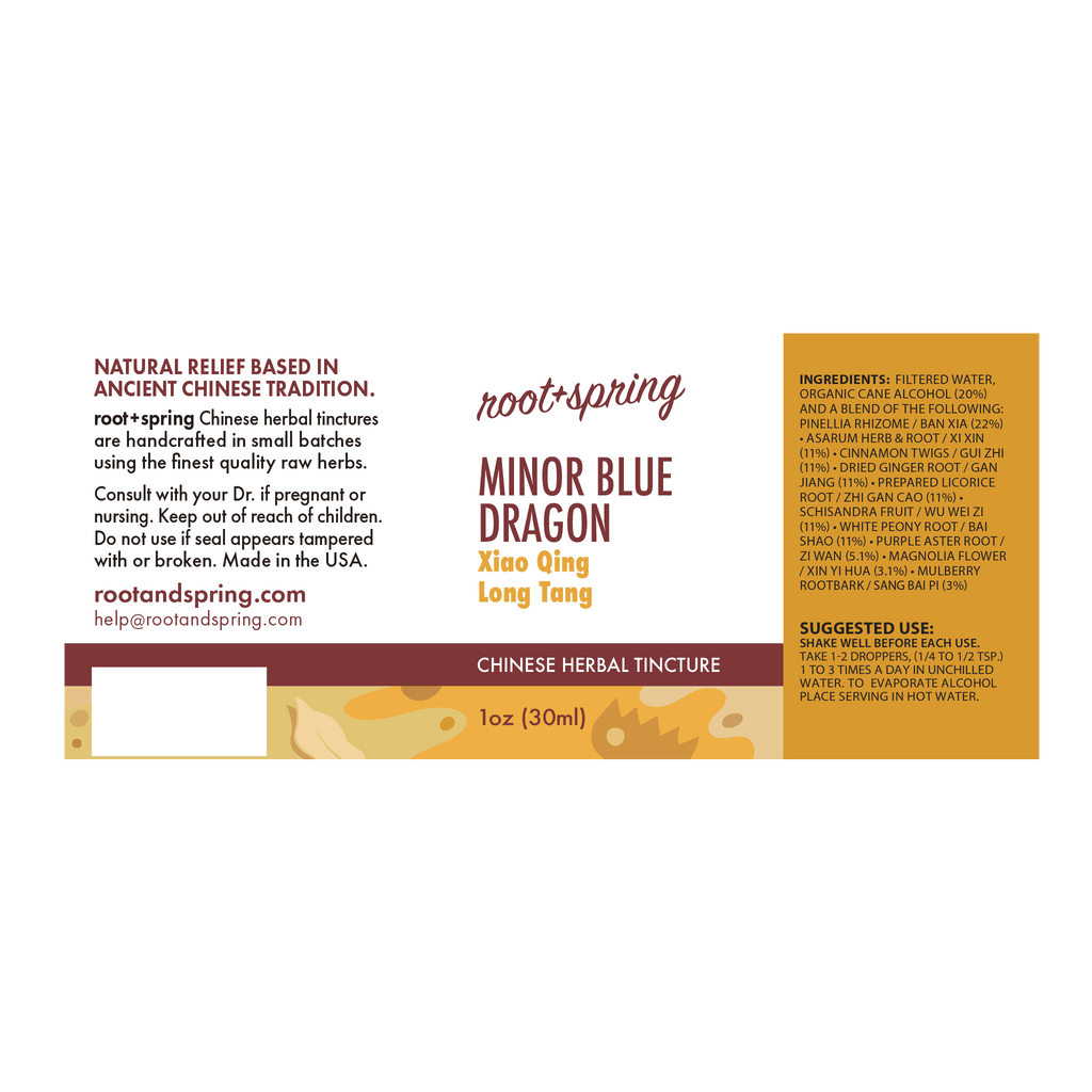 label of Minor Blue Dragon (Xiao Qing Long Tang) | Herbal Tincture