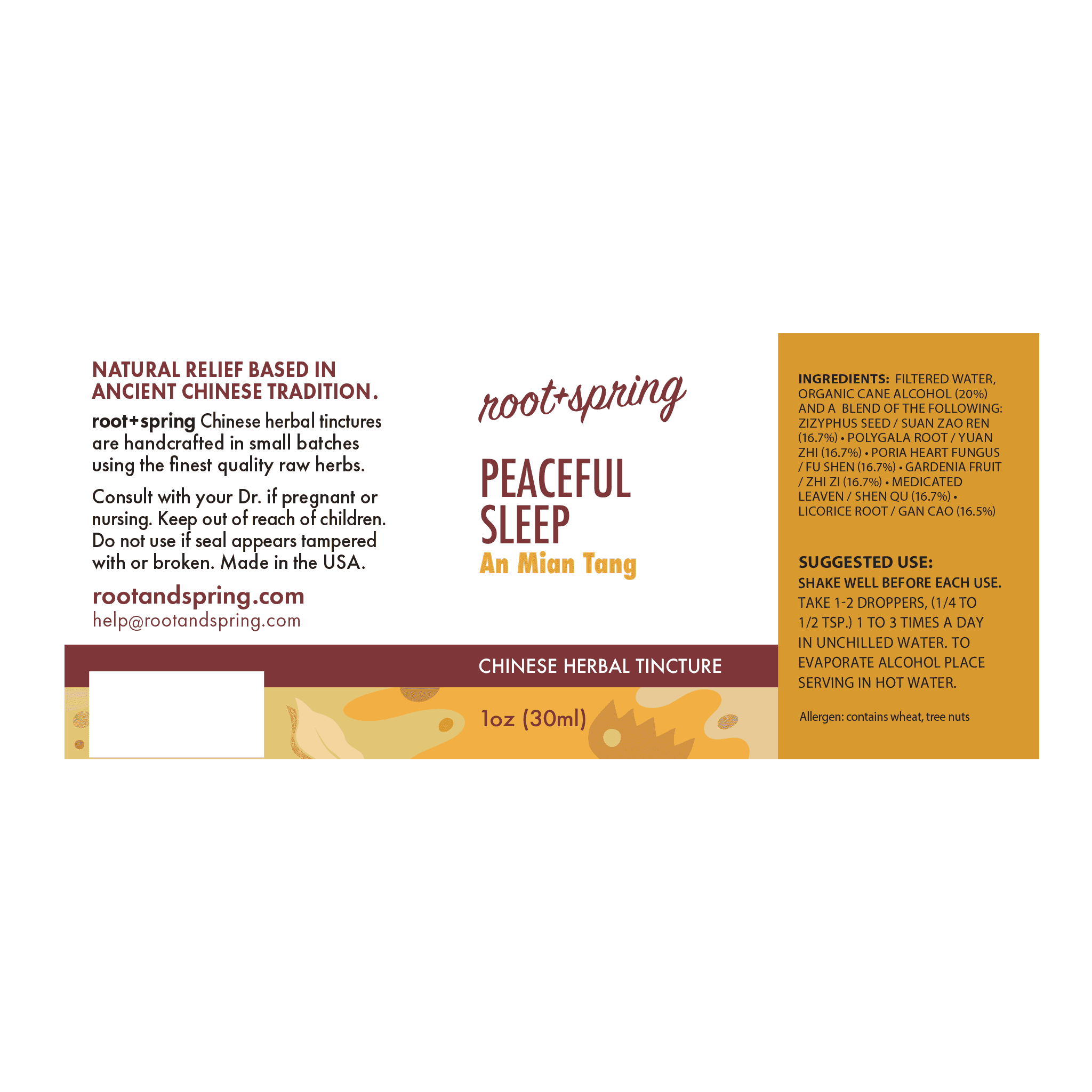 label of Peaceful Sleep (An Mian Tang) | Herbal Tincture