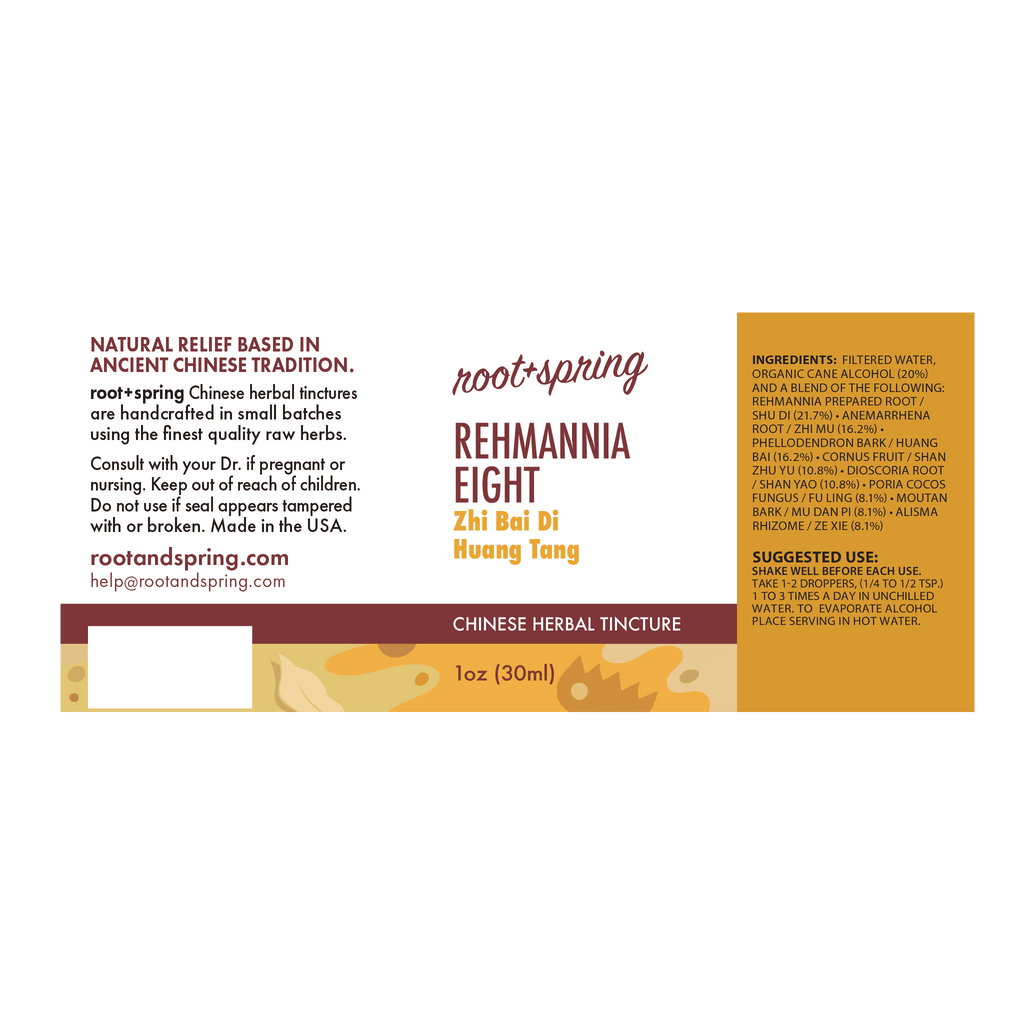 label of Rehmannia Eight (Zhi Bai Di Huang Tang) | Herbal Tincture