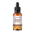 A 1 oz amber glass dropper bottle of Root+Spring Moisten the Intestines (Run Chong Tang) Chinese Herbal Tincture, featuring a white label with brown and yellow text, set against a plain white background.