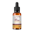 A 1 oz amber glass dropper bottle of Root+Spring Restore the Right You Gui Yin Tang Chinese Herbal Tincture, featuring a white label with brown and yellow text, and a black dropper cap, isolated on a white background.