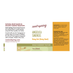 Front label of a Root + Spring Angelica Sinensis Deng Gui single ingredient tincture bottle, showing product details, ingredients, and usage instructions on a white background.