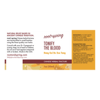 Front label of Root+Spring Tonify the Blood Chinese Herbal Tincture, 1oz (30ml), featuring product details, ingredients, and suggested use on a white background.