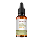 A 1 oz amber glass dropper bottle of Root+Spring Oriental Wormwood Yin Chen Hoo single ingredient tincture, featuring a black dropper cap and a white label with green and orange text, set against a plain white background.