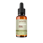 A 1 oz amber glass dropper bottle of Root+Spring Ashwaganda tincture with a black dropper cap and a light olive-green label, shown on a transparent background.