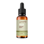 A 1 oz amber glass dropper bottle of Root+Spring Mullein tincture with a black dropper cap and a light olive-green label, shown on a solid white background.