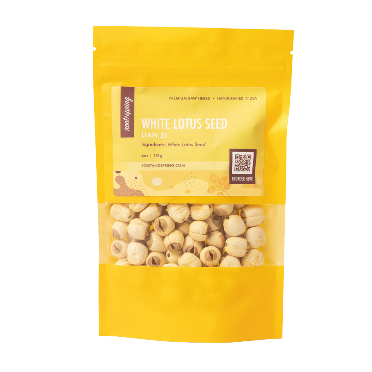 Image for root + spring's premium raw herb white lotus seed or lian zi.