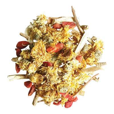 Image of ingredients for root + spring's Baby Chrysanthemum and Ginseng. shoprootandspringoods.com