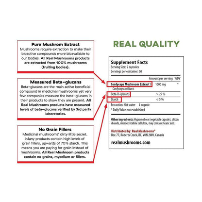 label of Organic Cordyceps Extract Capsules