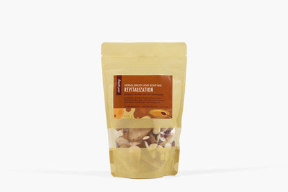 Image of packaging for root + spring's Chinese herbal broth and soup mix for revitalization. 